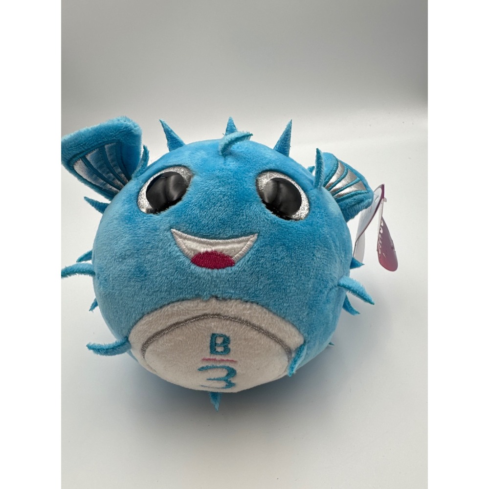 Royal‎ Caribbean Royal Bingo Puffer Fish Plush Blue Stuffed Animal Souvenir B3